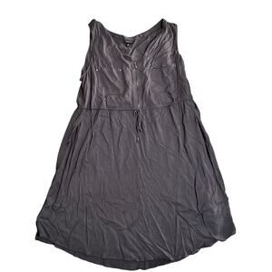 Torrid Drawstring Dress Shirt Gray Pockets Plus Size 2X